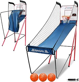 BAGAIL Basketball Arcade Game, Electronic Basketball Shooting Game, Arcade Sounds, Foldable Frame, 3 Balls, Inflation Pump, Ideal Indoor Sport Games - Single Shot