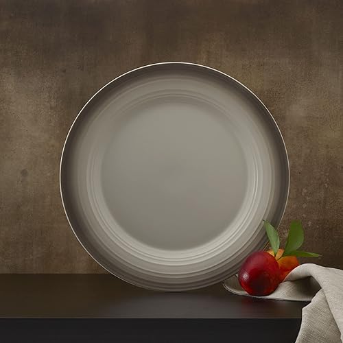 Miniatura 4 de Mikasa Swirl Ombre - Bandeja redonda blanca, 12.5 pulgadas, con bandas de moca