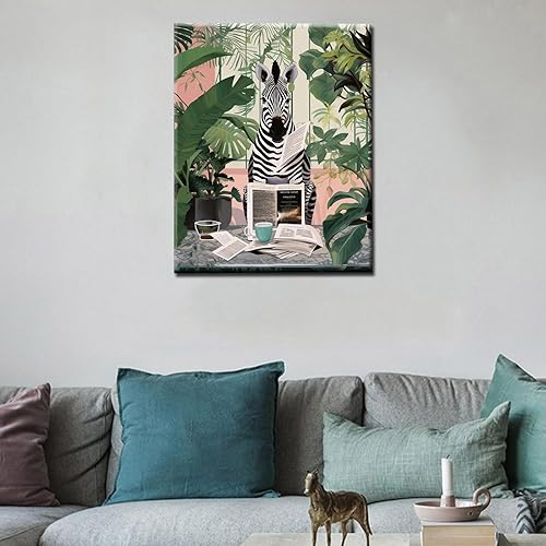 Miniatura 3 de Bumbers - Divertida pintura de baño para adultos, diseño de cebra, periódico, pintura por números, pintura acrílica, lienzo, decoración de cocina,