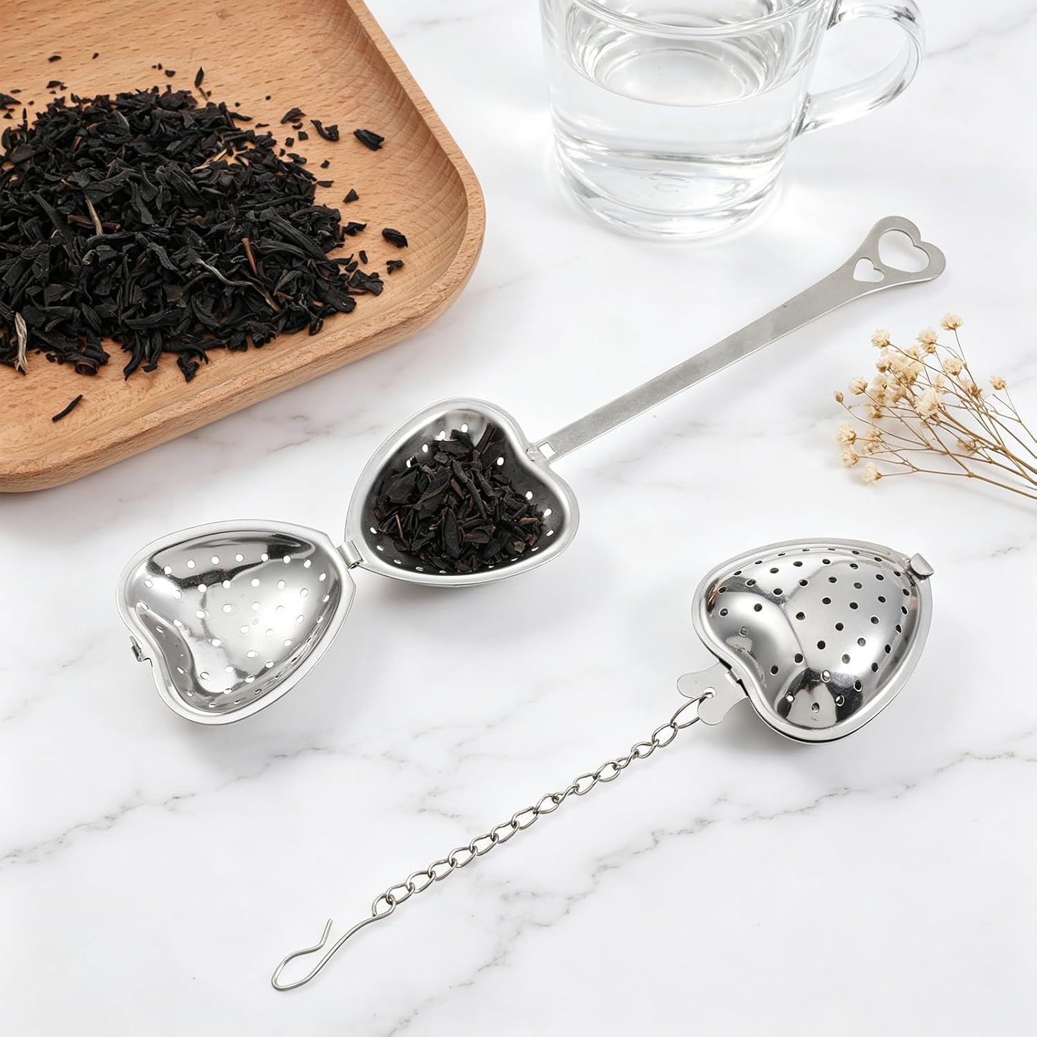 2 PCS Tea Infuser Spoon, Strainers with Secure Clasp, 2 Styles