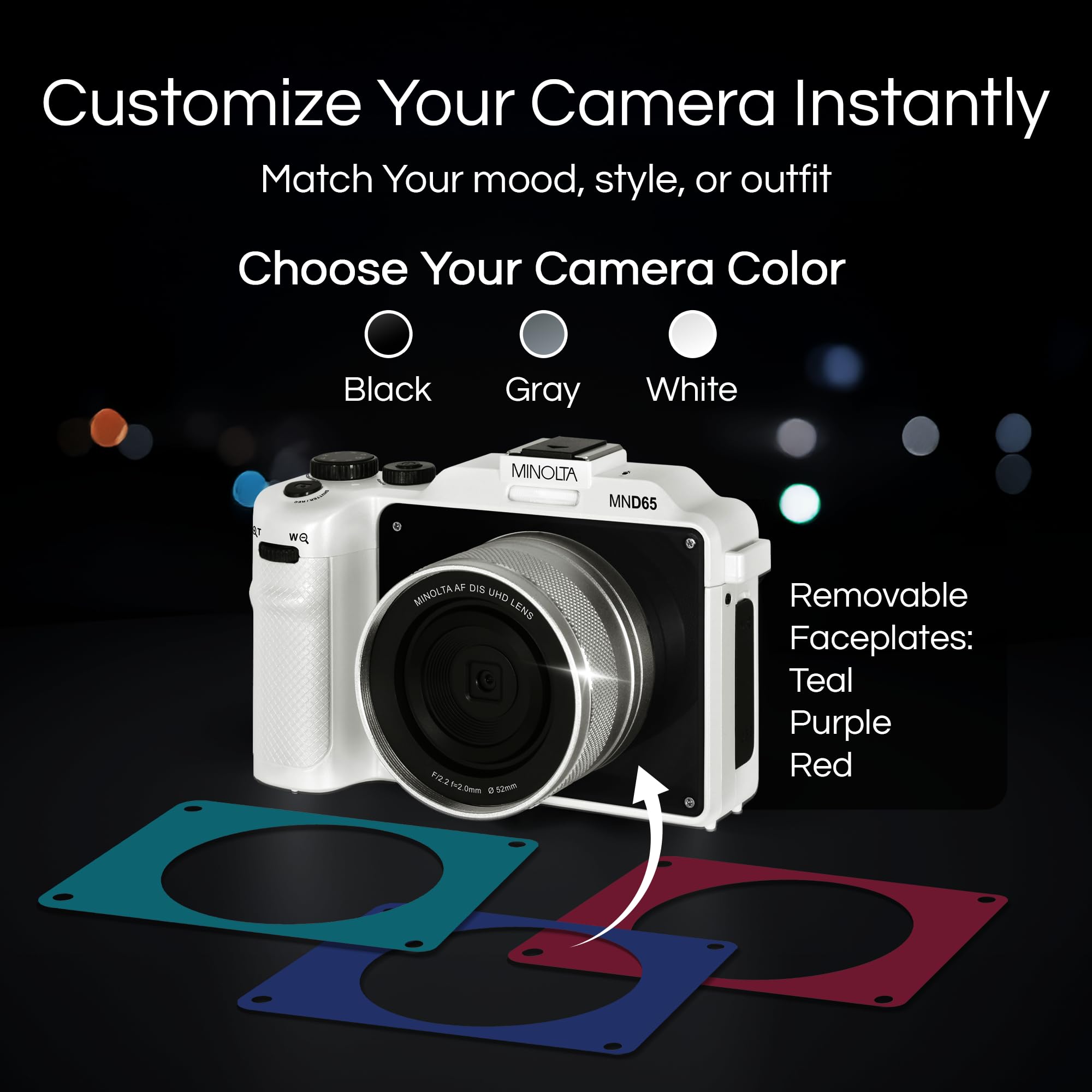 Amazon | Minolta デジタルカメラ – 56MP写真、4K 60FPSビデオ 