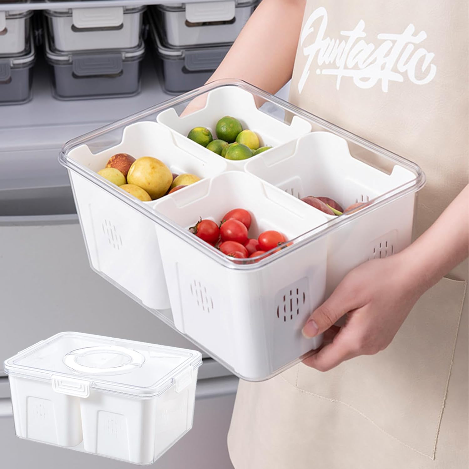 Fruit Storage Containers for Fridge with Airtight Lid