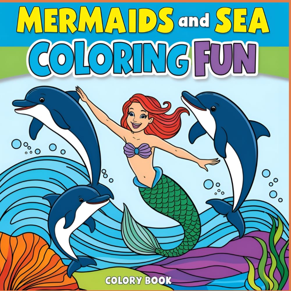 Mermaid and Sea Coloring Fun: Magical Ocean Adventures: Easy-to-Color Mermaid and Sea Creatures for All Ages