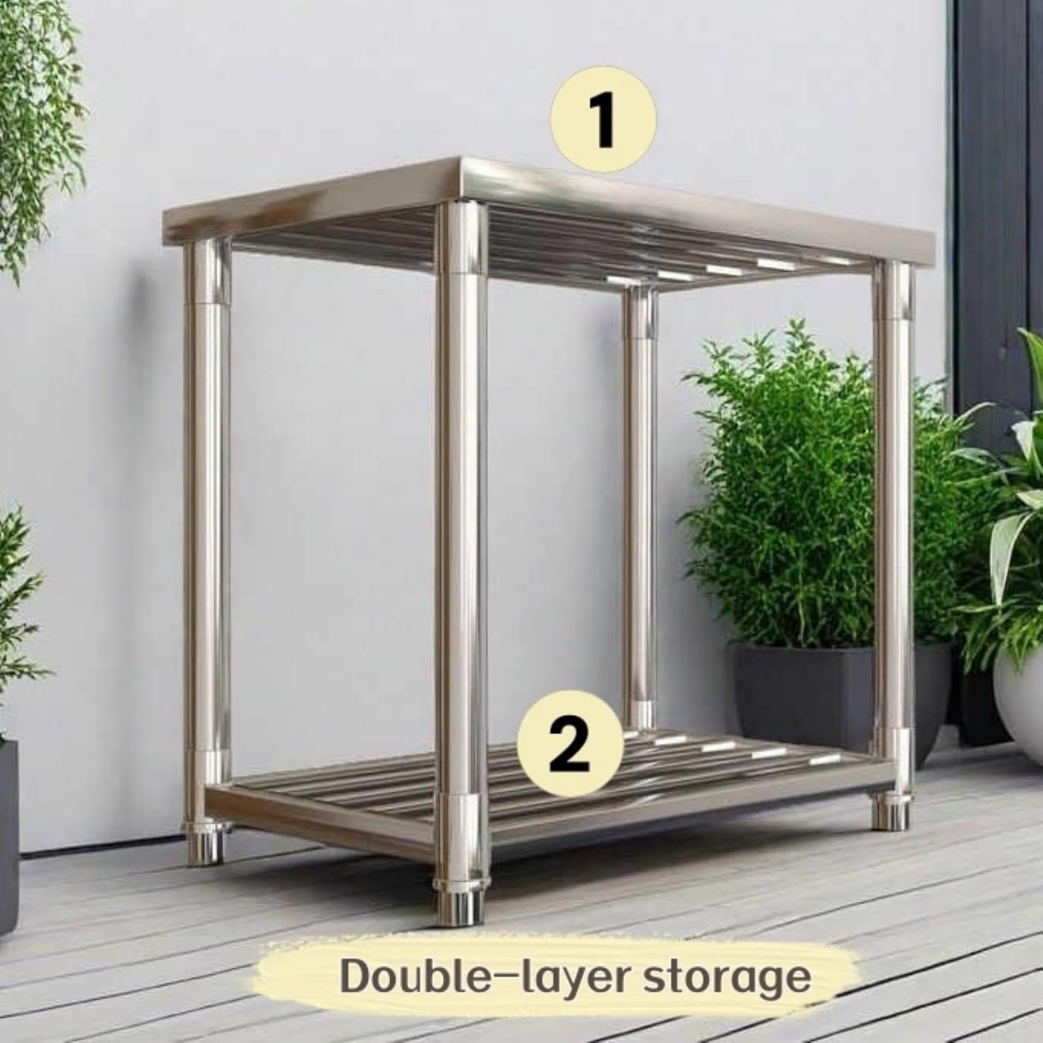 Double-Layer Aquarium Stand, Fish Tank Stand with Brake Universal Wheels, Movable Cart, Stainless Steel Frame, Heavy Duty Terrarium Shelf for Home Office(50*30*60cm)