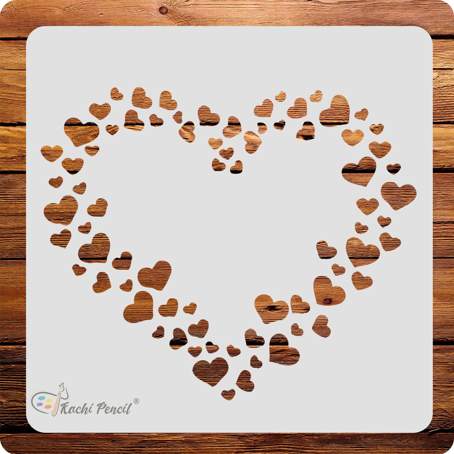 Heart Pattern Craft Stencil for Art and Painting, Size 6 x 6 inch Reusable Stencil for Painting, Fabric, Glass, Wall Painting, and Craft Painting-image-45