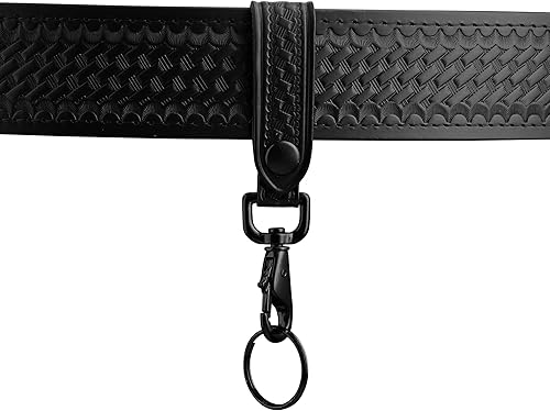 Miniatura 2 de Llavero de cuero de ajuste perfecto para cinturón de servicio con correa para cinturón, correa de llave, llavero de cuero negro con herrajes negros