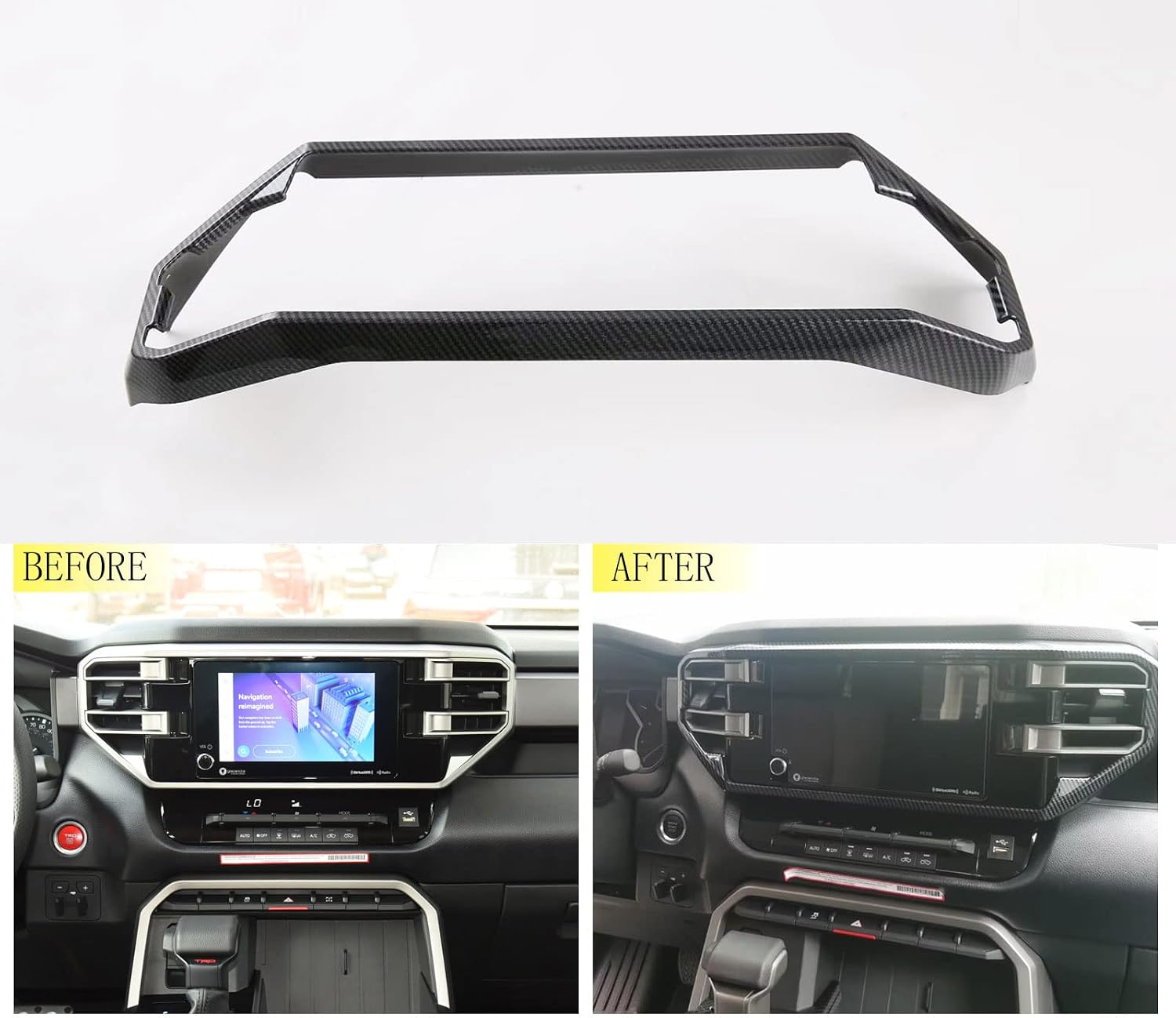 Car Accessories Center Console Air Conditioning Dashboard Vent Cover Trim Compatible with Toyota Tundra 2022 2023 2024 2025 ABS 1PC(Carbon Fiber Style)
