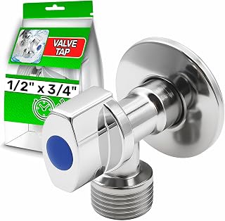 Llave de Escuadra en Latón Cromado 1/2" x 3/4" para Suministro de Agua a Lavavajillas Lavabo Lavadora Inodoro - Garantía de 5 Años - MADE IN ITALY - ONIX TECH