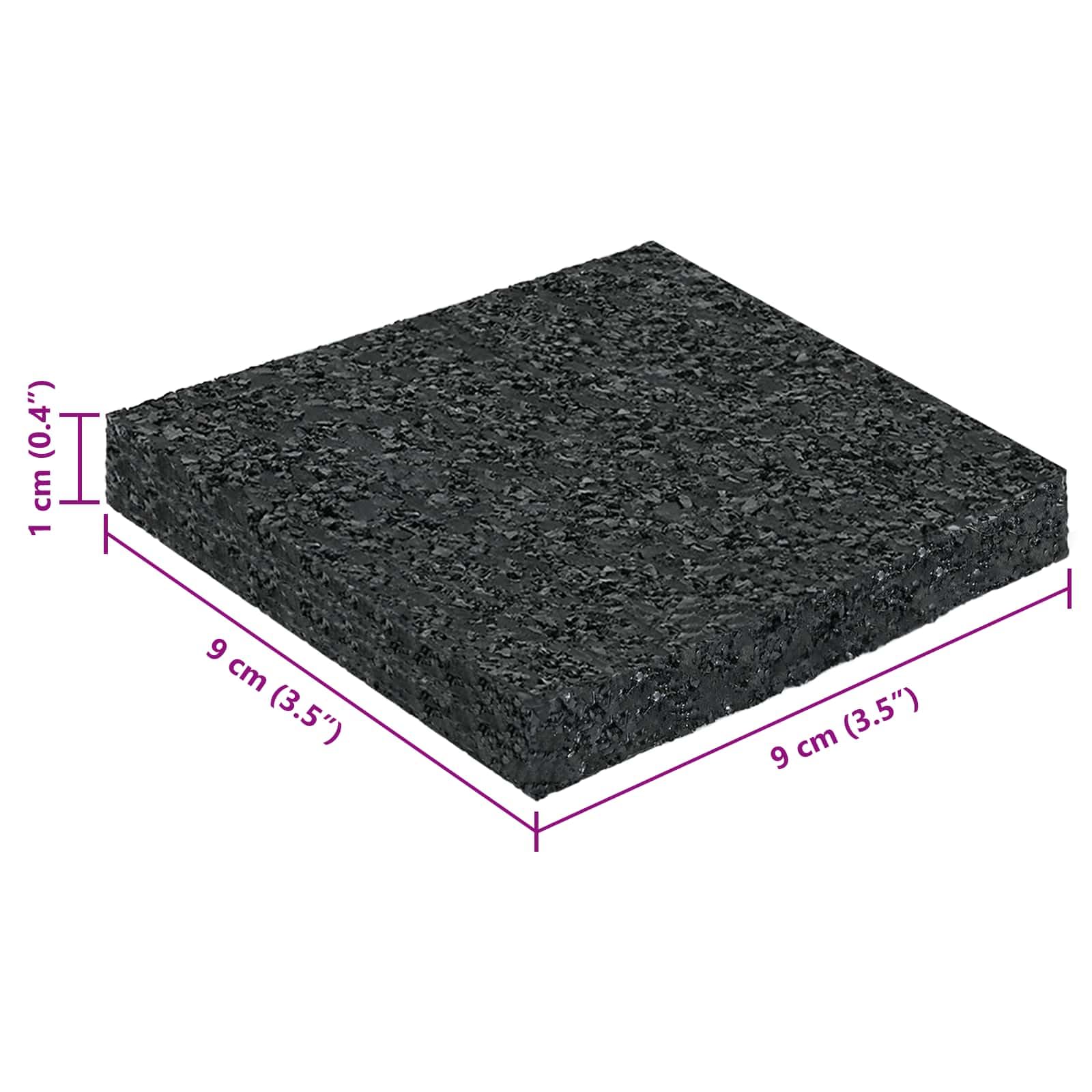 Tappetino in granulato di gomma nero, 9 x 9 x 1 cm, antiscivolo, elastico, durevole, versatile, per ufficio, soggiorno, mobili, protezione e stabilità