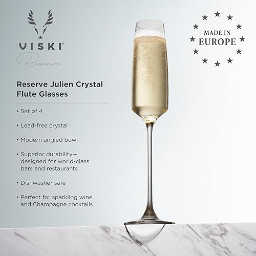 Miniatura 2 de Viski Reserve Julien - Juego de copas de cristal de Año Nuevo, copas de vino Prosecco con tallo para los amantes del champán, 5.75 onzas, juego de