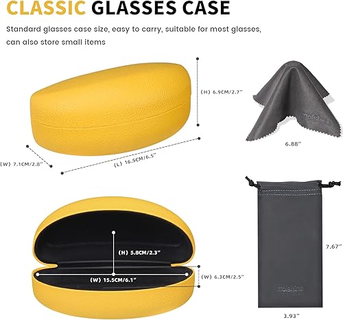 Vista 3 de molshine Estuche rígido para gafas de sol, estuche clásico para gafas de sol,Gafas con paño de limpieza,Bolsa