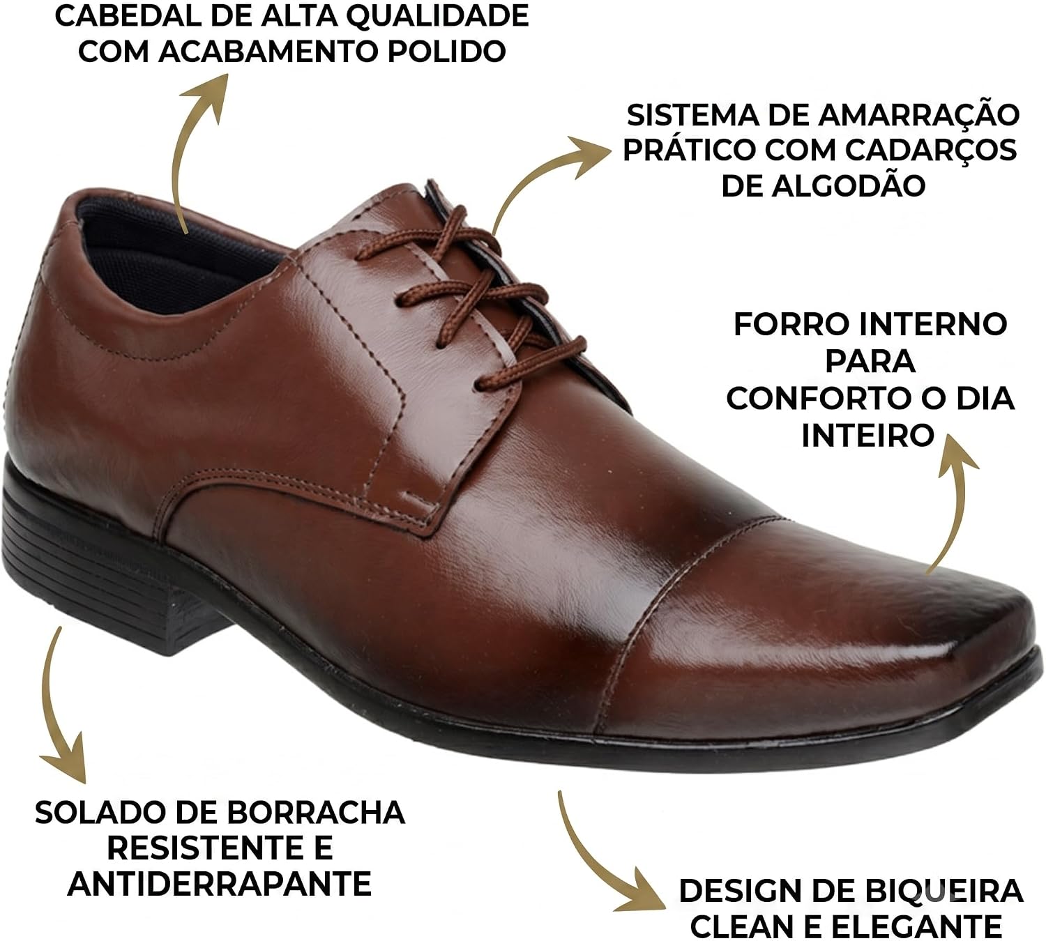 Sapato Social Masculino Bico Fino Clássico Elegante com Cadarço Sapato Social Masculino Bico Fino Clássico Elegante com Cadarço