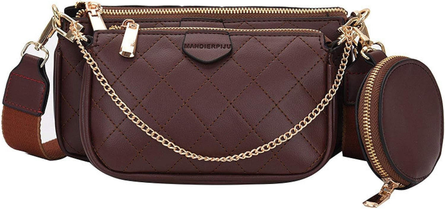 Vintage Pu Leather Shoulder Messenger Bag Wide Strap Crossbody Bags For Women 3 Sets Evening