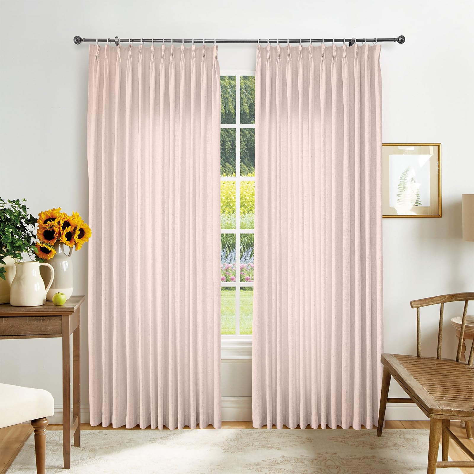 Fredesign Custom Curtains 80% Polyester & 20% Linen Drapery Panel for Living Room,Multi-Type Hanging Styles,Size Customizable(Sedona 1 Panel)