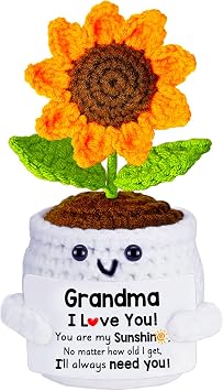 Valentines Day Gifts for Grandma, Grandma Birthday Gifts, Handmade Crochet Mini Sunflower Doll Romantic Valentine