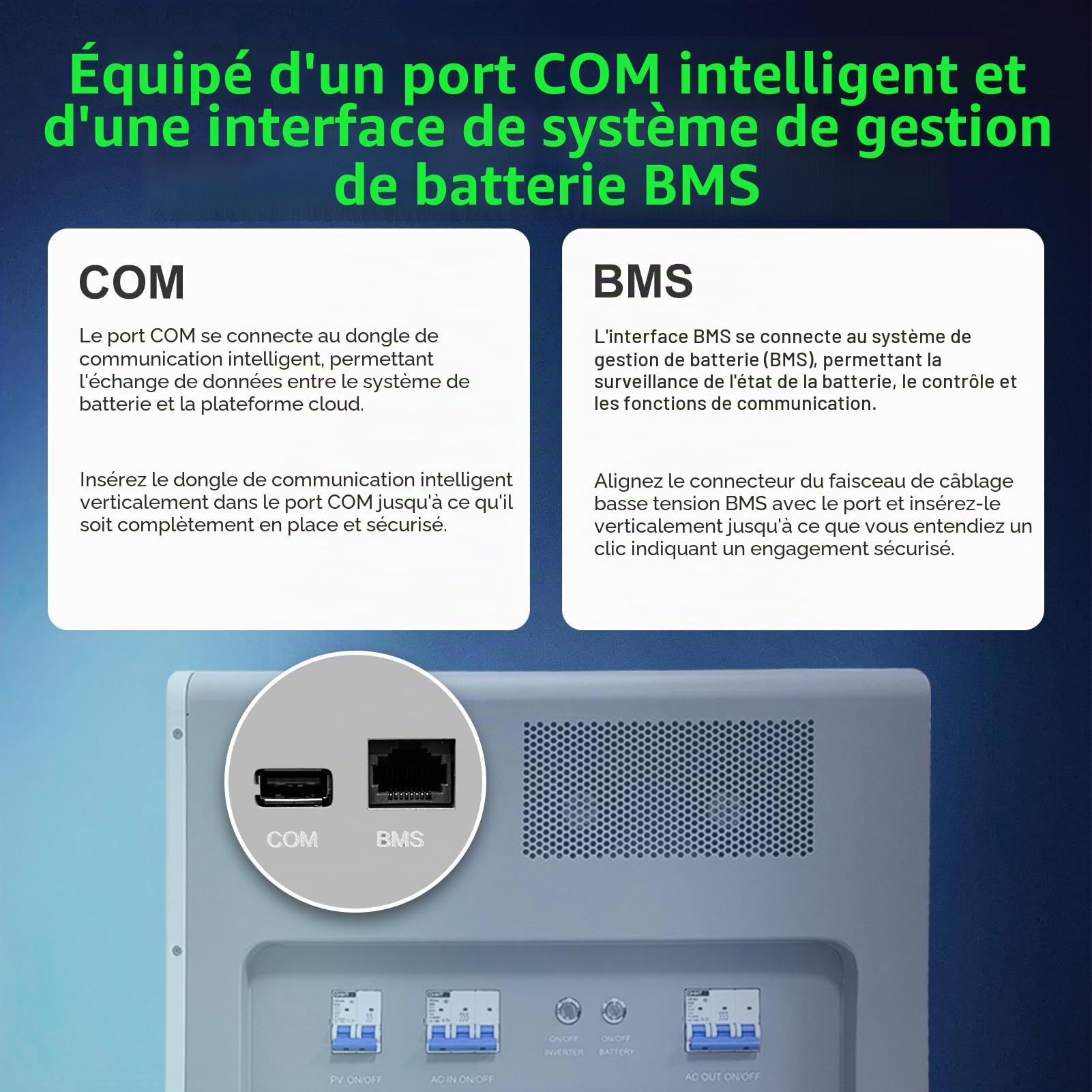 DATOUBOSS Batterie Lithium 48V 314Ah LiFePO4+6000W Onduleur Hybride 48V