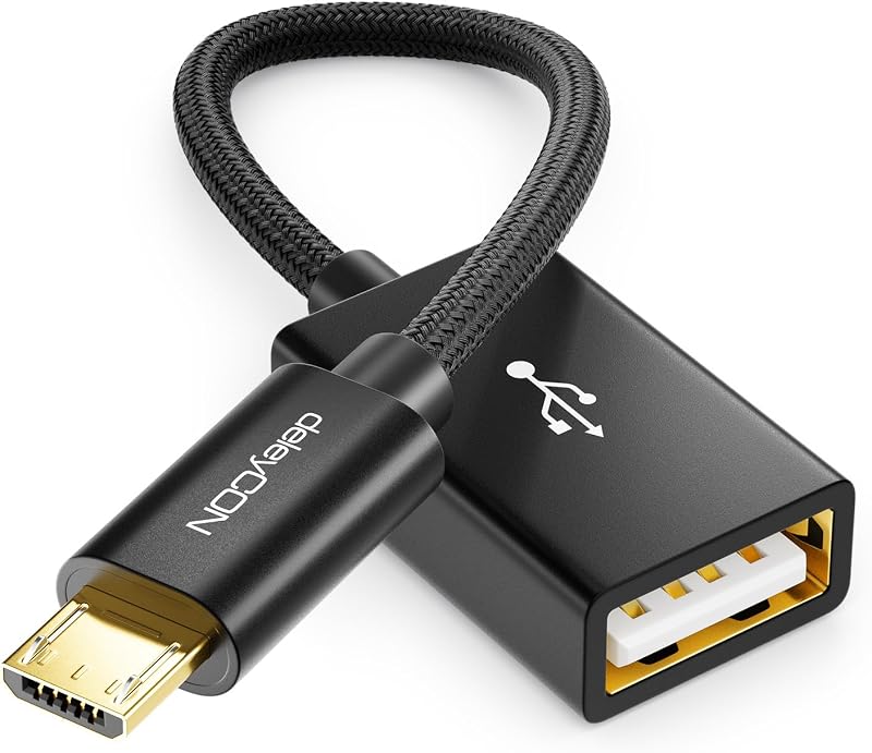 deleyCON Cavo OTG Micro USB verso USB-A femmina 10 cm