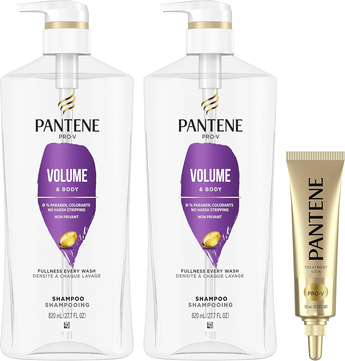 Pantene Shampoo Twin Pack With Hair Treatment, Volume & Body For Fine