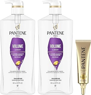Pantene Shampoo Twin Pack with Hair Treatment, Volume & Body for Fine Hair, Safe for Color-Treated Hair