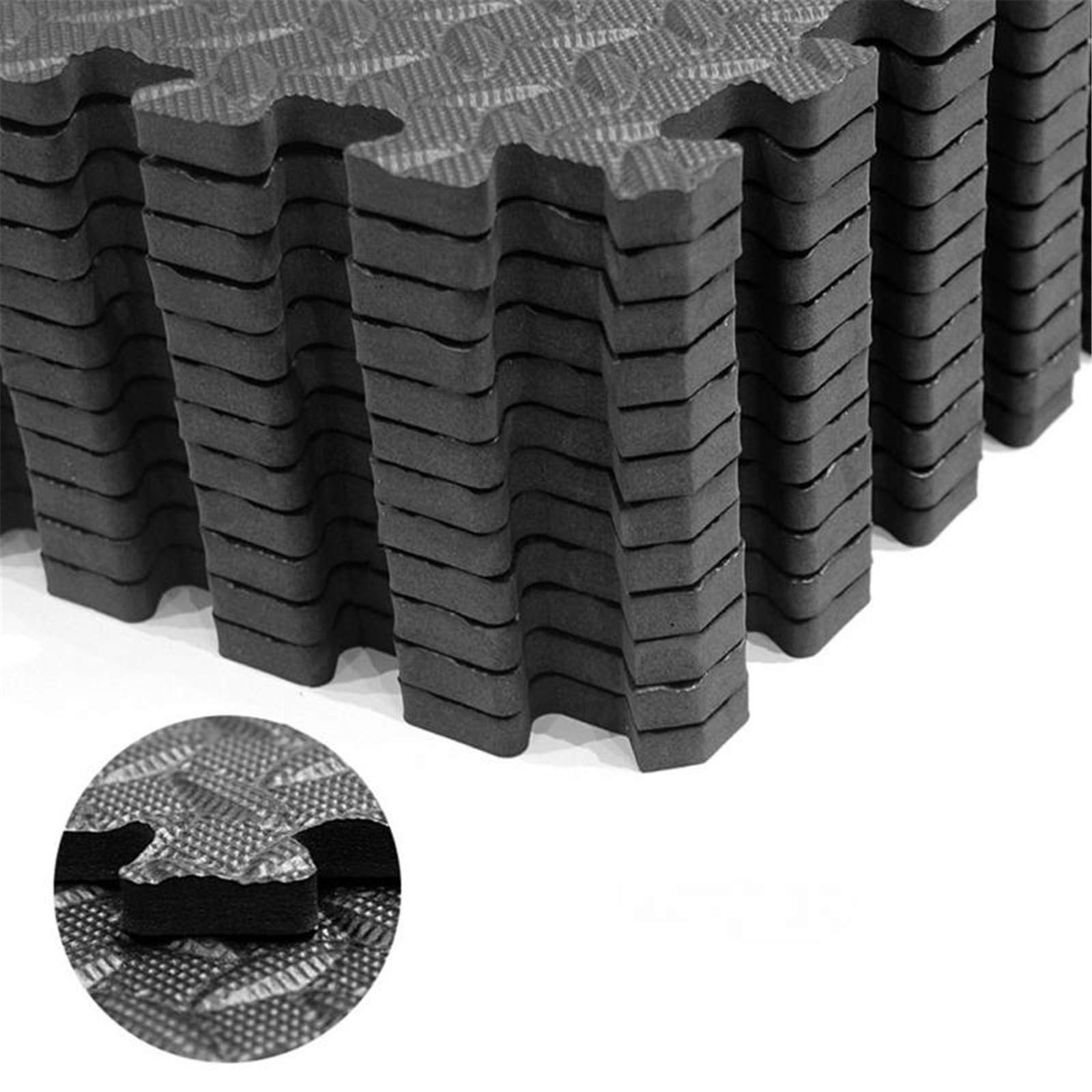 Tappetino Fitness in Schiuma Morbida Eva,12 Pezzi Tappetini Puzzle Ad Incastro con Motivo A Foglie Piastrelle Protettive per Pavimenti Tappetini Antiscivolo per Attrezzature da Palestra
