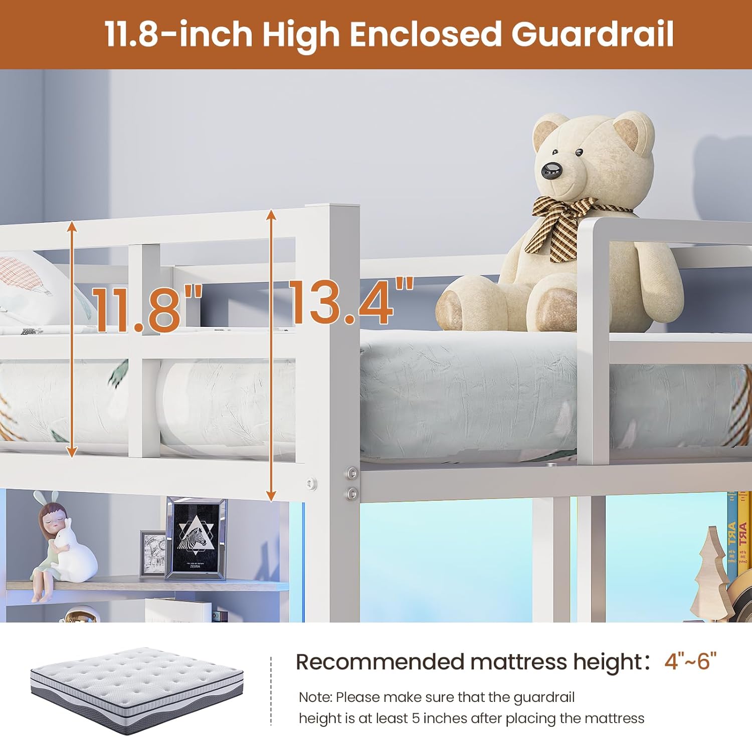 MSmask Loft Bed Guardrail Height