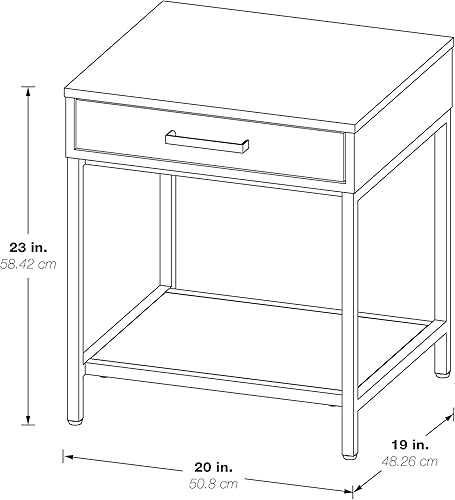 Miniatura 3 de OSP Home Furnishings Mesa auxiliar moderna Alios, acabado blanco brillante y marco dorado