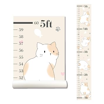 Cat Wall Sticker Growth Chart for Kids, Height Chart for Boys and Girls, Growth Chart Sticker, Growth Chart Decal