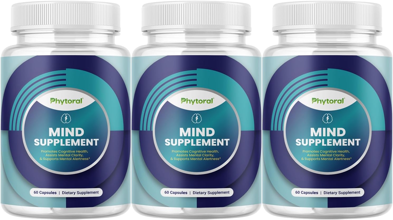 Nootropic Brain Supplement for Memory and Focus Enhancement - Vitamins for Brain, Mental Health & Clarity - Cognitive Health Complex for Mind's Vitality & Mental Alert - 60 Capsules - 3 Pack