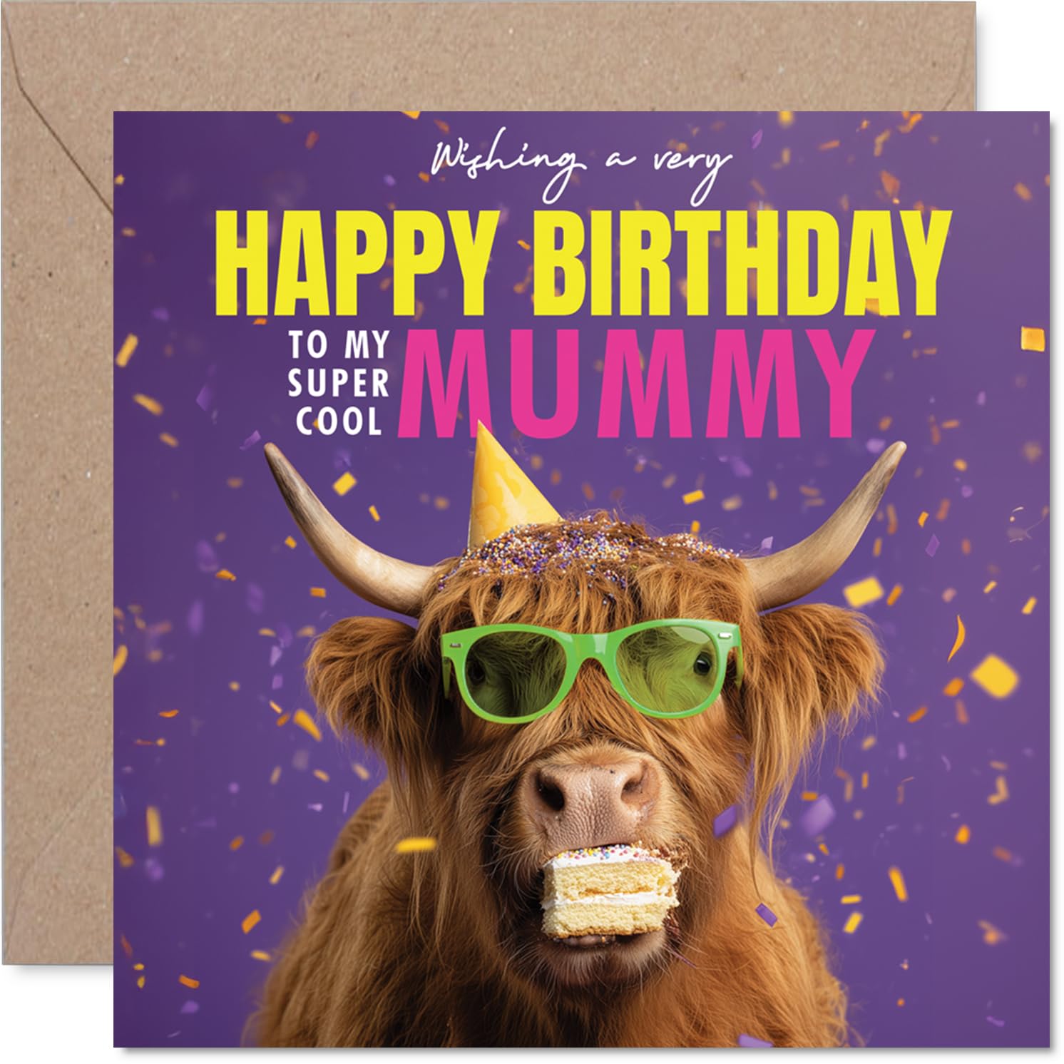 Mummy Birthday Card - Hairy Day - Happy Birthday Card for Mummy from Son Daughter, 145mm funny highland cow Bday Greeting Cards