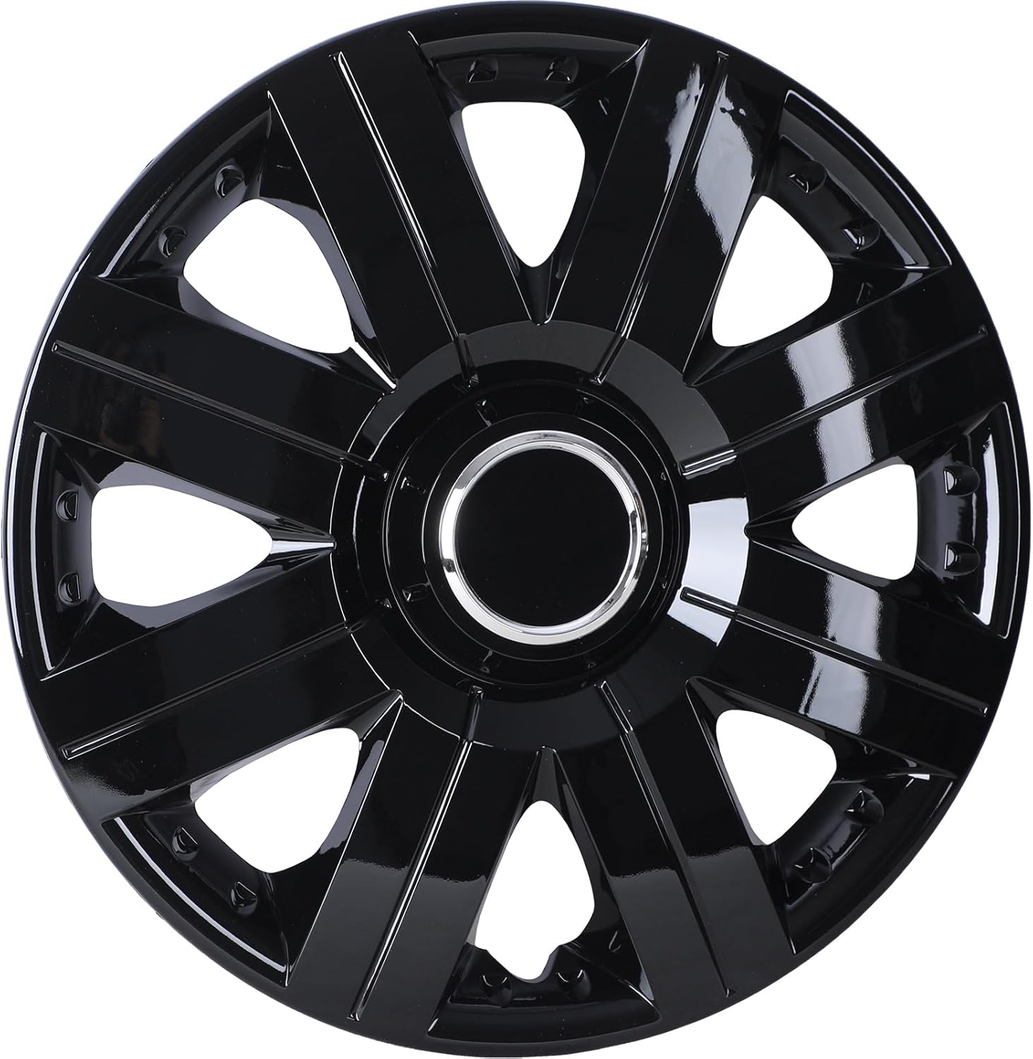 WOLFSTORM 14" Universal Wheel Rim Cover Hub Caps Auto Hubcap Set, R14 Wheel Cover Replacement Snap On Car Truck SUV - 14 Inch Set of 4 Snap On R14 Hubcaps for Universal Automotive(Black Lacquer)