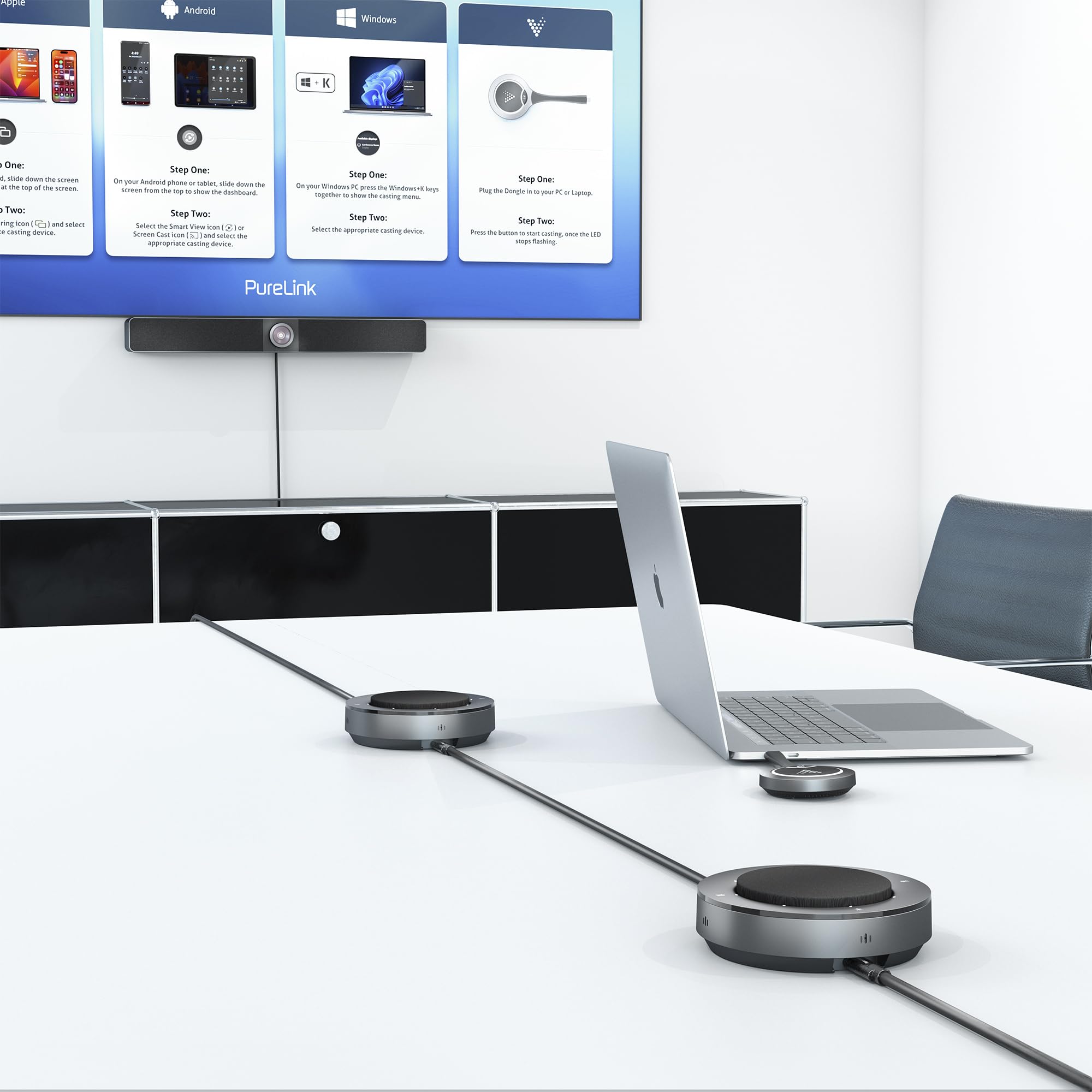 Microfono da conferenza Vuelogic, microfono aggiuntivo di estensione per Vuelogic VL-VB300, plug & play, funzione mute, per sala conferenze, ufficio domestico, ufficio, nero
