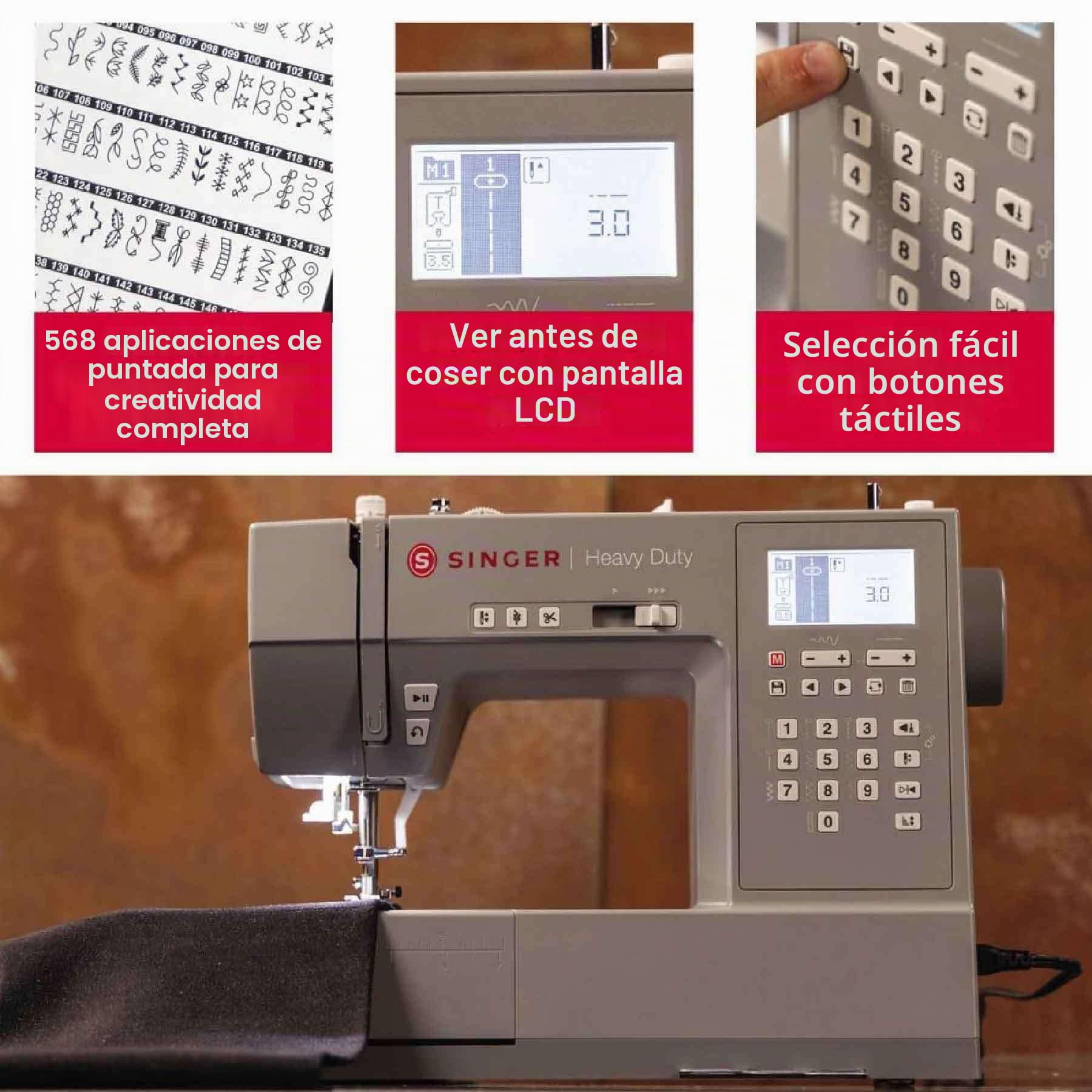 SINGER® Máquina de coser resistente 6800C | 50% más de potencia, alta velocidad y letras | Accesorios especiales | Ideal para mezclilla, cuero, vinilo y telas | Fácil para costura resistente y
