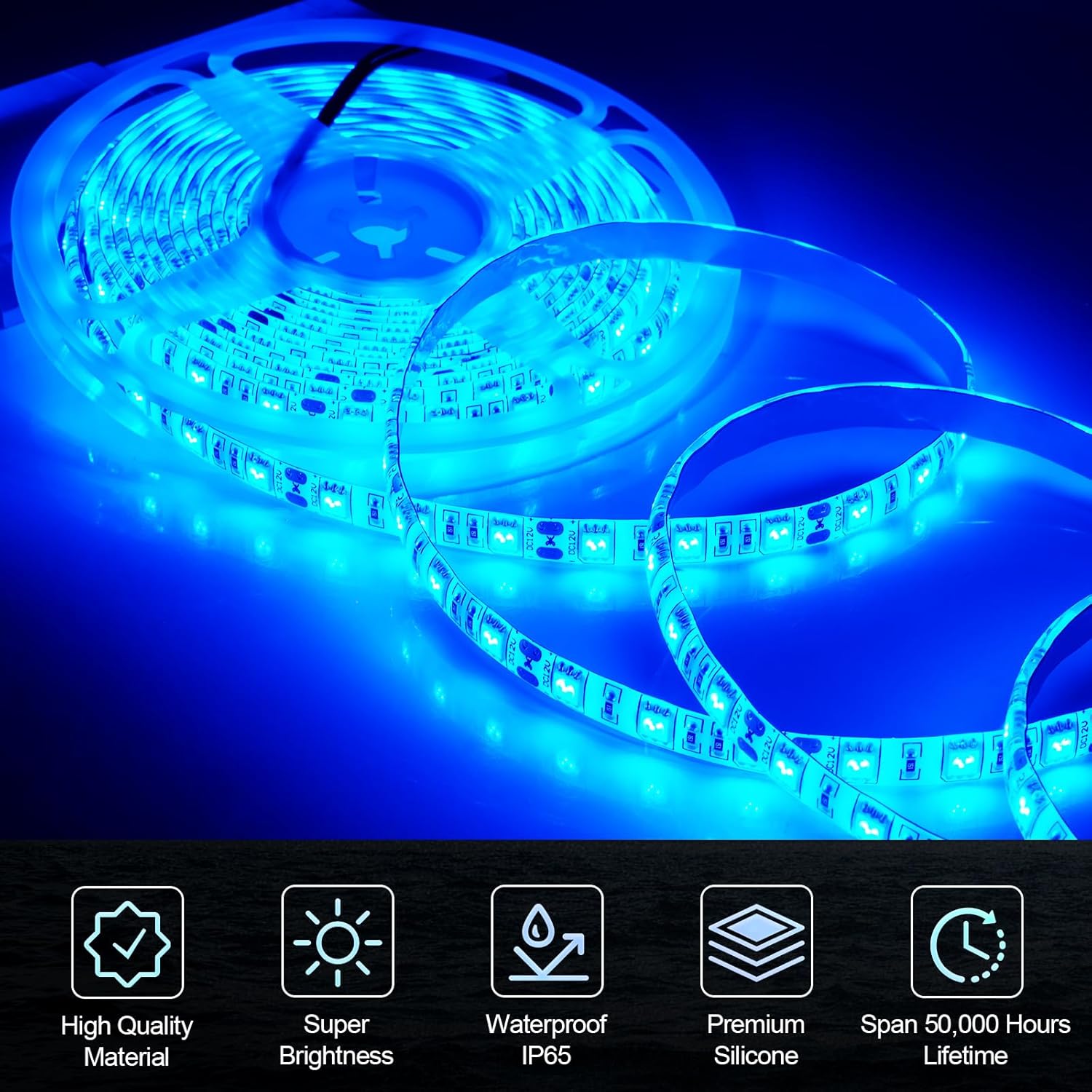 UCINNOVATE LED Boat Light, 32.8FT Marine Waterproof LED Strips, Boat Interior Light, Accent Light, Courtesy Interior Lights, Luminous Tubes, Fishing Night for Pontoon Fishing Yacht Kayak (12V, Blue)