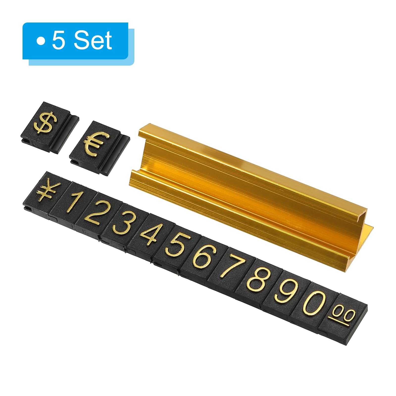 PATIKIL Price Cube Display Price Blocks Adjustable Removable Number Price Stand Gold Tone Counter Price Display for Retail Gold Tone on Black Thousand Digit - Image 3