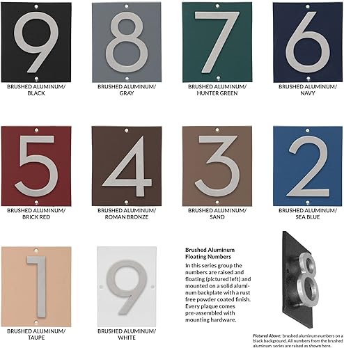 Miniatura 5 de Montague Metal Products Placa de dirección horizontal de 6 pulgadas flotante con números de casa, aluminio, fácil de instalar, horizontal, 1 dígito