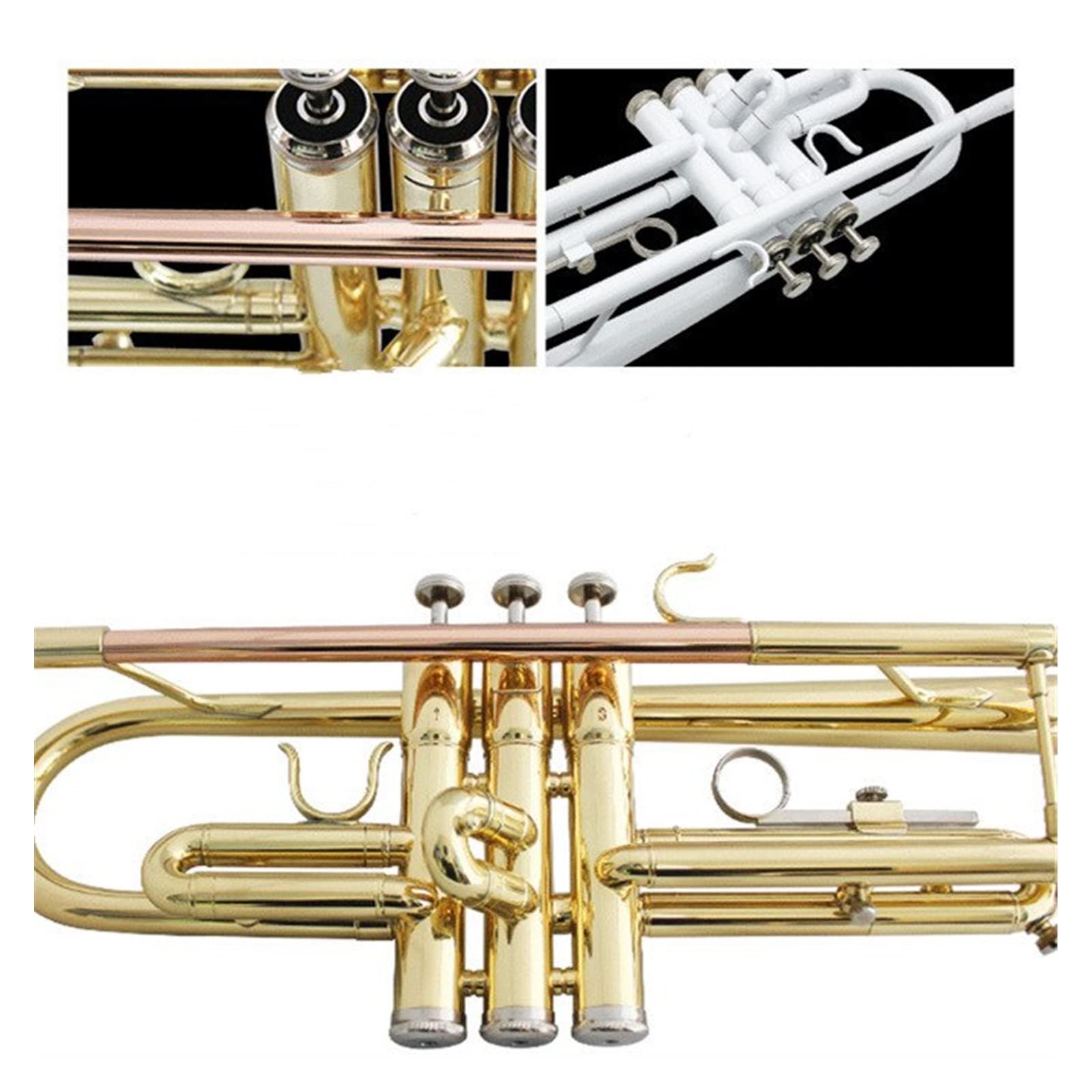 Messing Trompeten B-Trompete, Blechblasinstrument, Horn, Schüler, Anfänger, Band, Professionelle Leistungsprüfung (Color : Gold)
