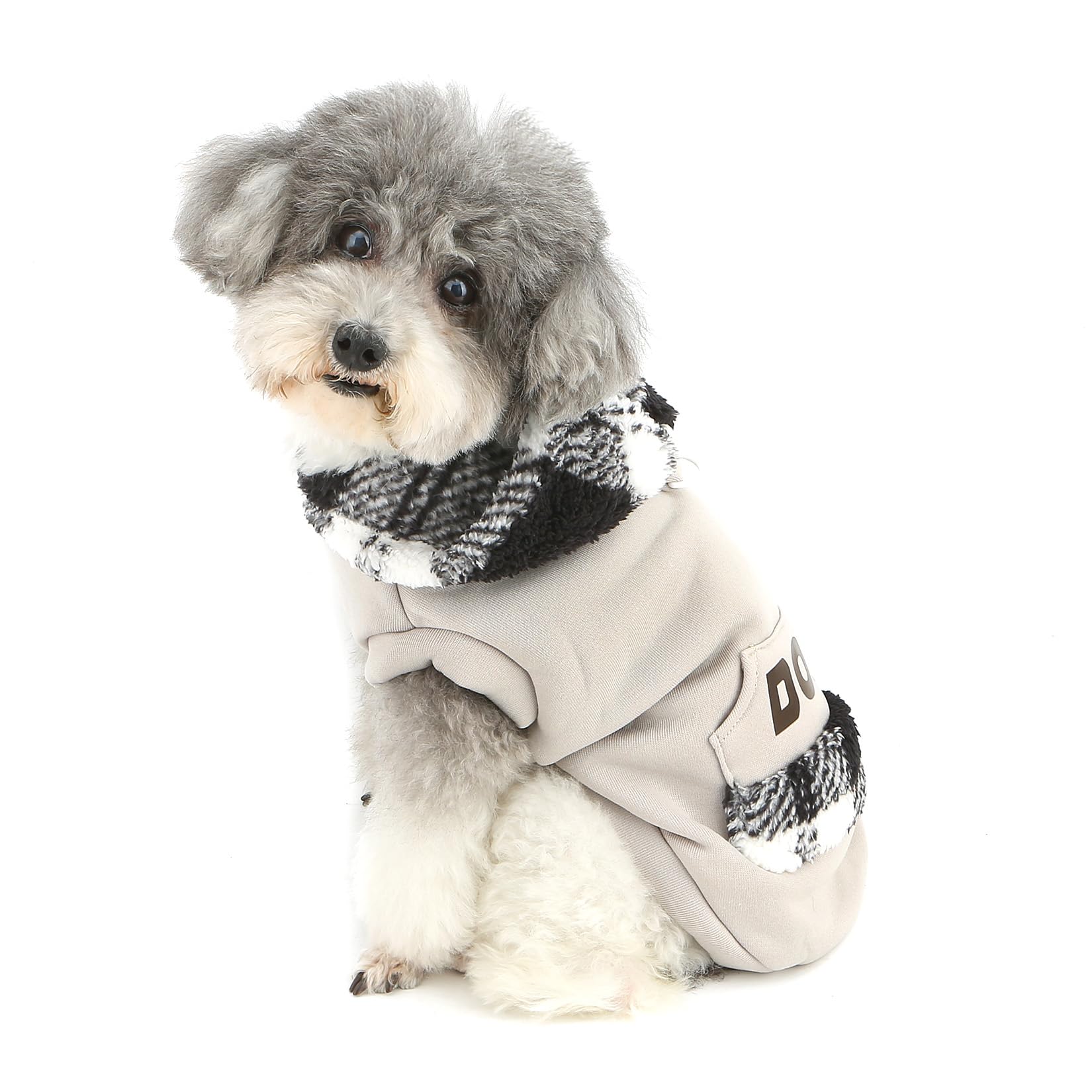 XHYRHTS Maglione in Pile per Cani con Cappuccio Scozzese Fuzzy per Razze XSmall Piccole, Caldo Pullover Senza Maniche con Anello a D e Tasca, Completo Invernale con Cappuccio per Cuccioli Gattini