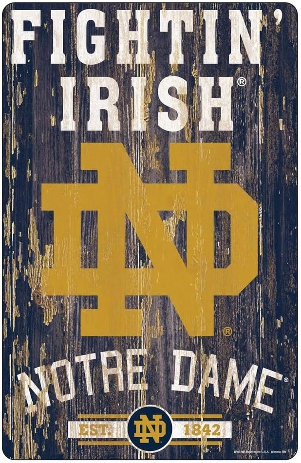 NCAA Notre Dame Fighting Irish 11x17 Wood Sign, Team Color, One Size