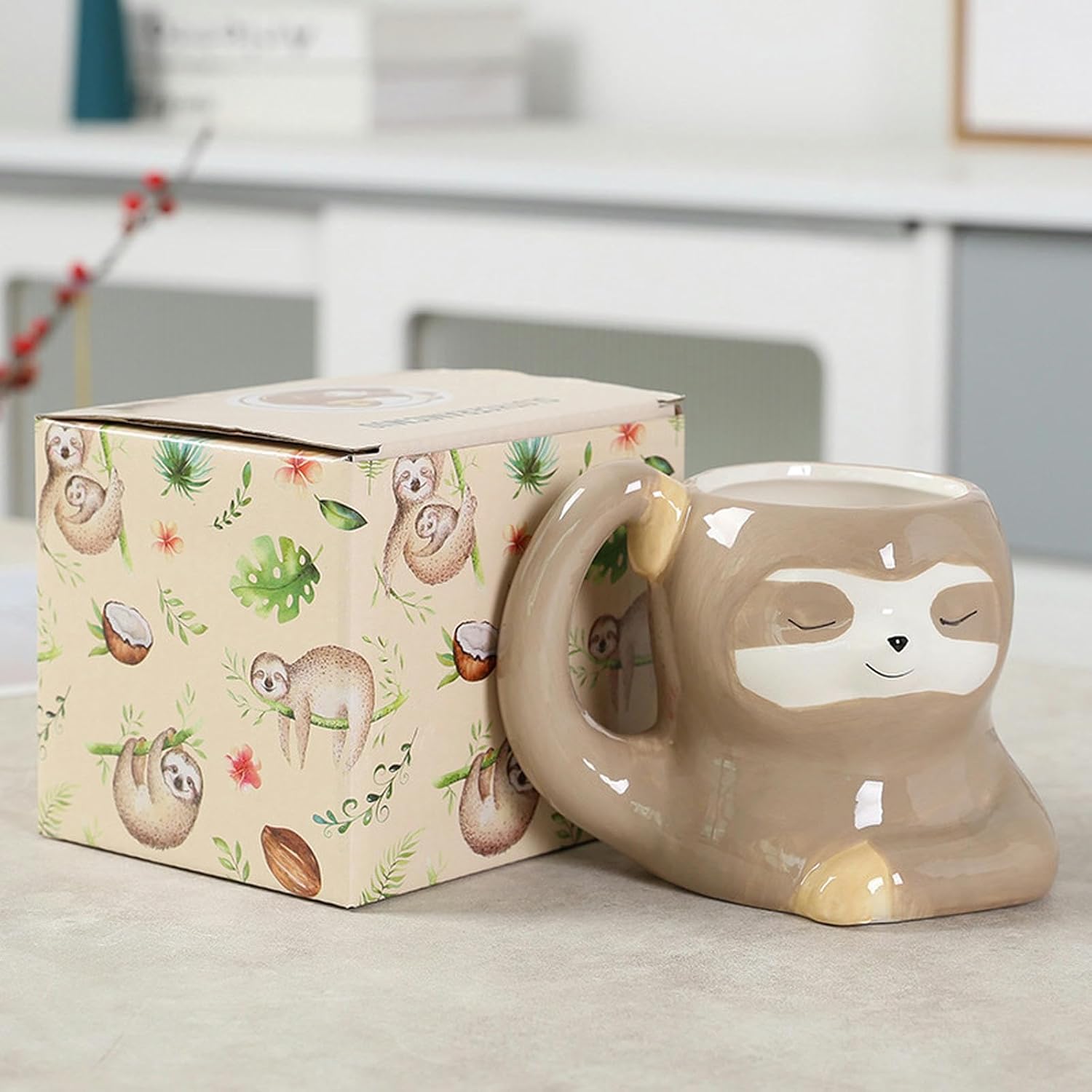 400ml/13.5oz Sloth Ceramic Couple Water Mug Personalized Animal Coffee Milk Cup for office home restaurant cafe-Sloth Mug-401-500ml
