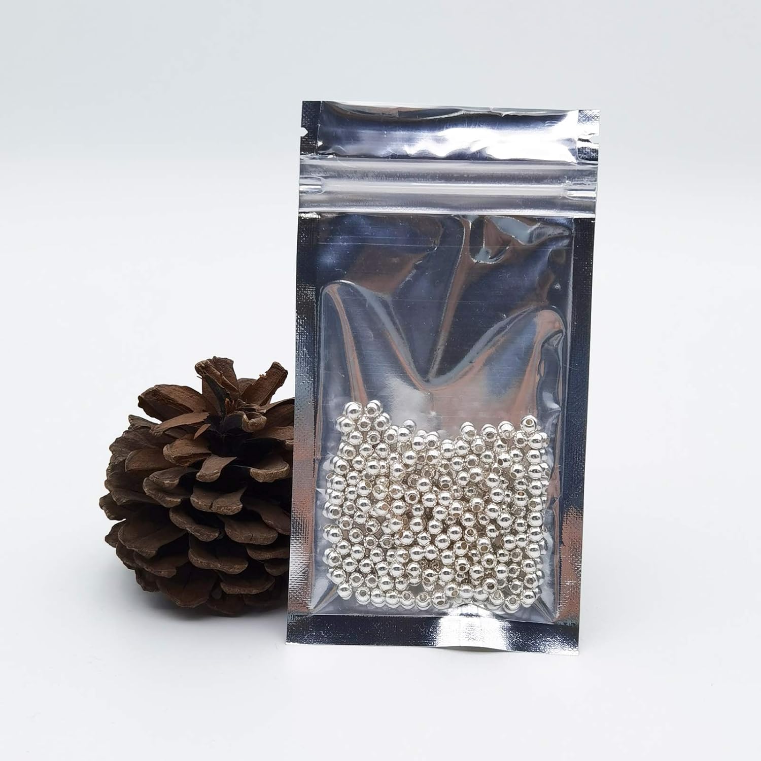 INSPIRELLE 200pcs 4mm Long-Lasting Silver Plated Brass Rondelle Beads Round Metal Loose Connector Beads Metal Spacer Smooth Beads for DIY Bracelet Jewelry Making - Image 4