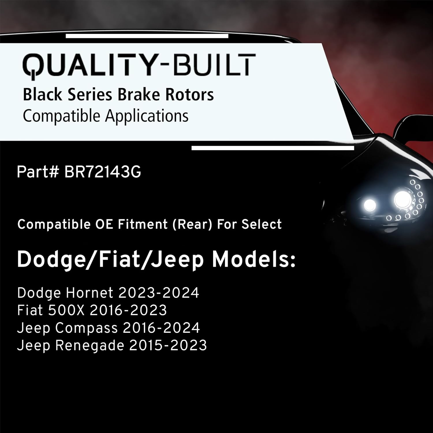 QUALITY-BUILT Rear Brake Rotor, Black Series BR72143G, Compatible with 2015-2024 Dodge/Fiat/Jeep (500X,Compass,Hornet,Renegade)