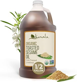 Kevala Organic Toasted Sesame Oil, Cold-Pressed Unrefined, USDA Organic Kosher Non-GMO, 64 Fl Oz - Nutty Flavor for Cooking & Dressings