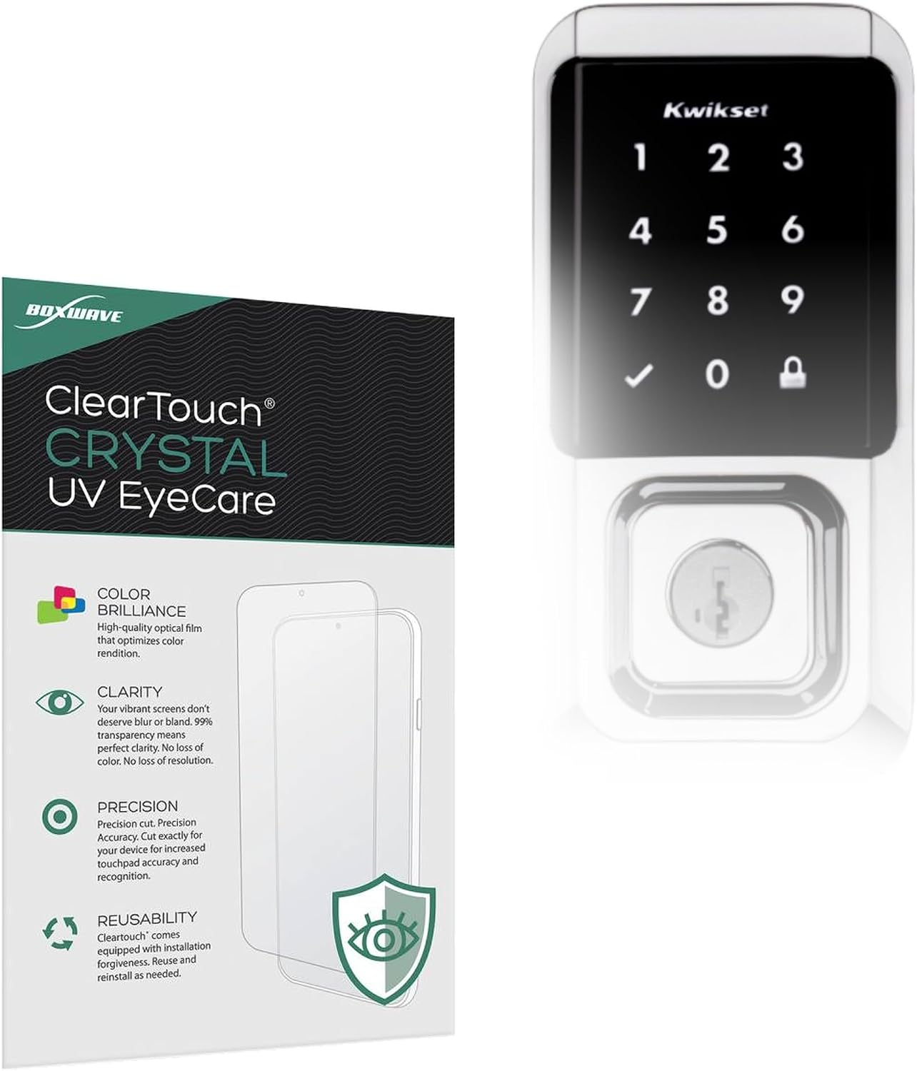 BoxWave Screen Protector Compatible with Kwikset Halo Touchscreen Deadbolt - ClearTouch Crystal Anti-UV EyeCare (2-Pack), Filters Out Harmful Blue Light Reduce Fatigue
