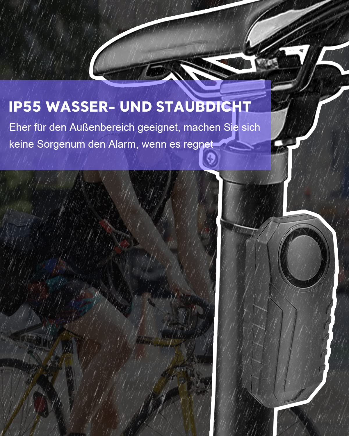 Fahrrad Alarm System,113 dB Superlaut 7-Stufen-Empfindlichkeit Fahrrad alarmanlage mit Fernbedienung Geeignet für Fahrrad/Motorrad/Auto/Tür