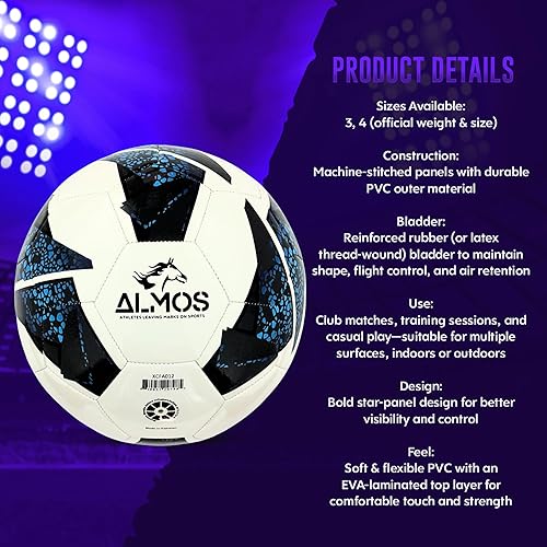 Miniatura 3 de Almos Balón de fútbol Target  para partido de club, entrenamiento, rendimiento de partido, fútbol en interiores y exteriores, adecuado para césped y