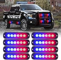 Vista 13 de Xprite 8 luces LED estroboscópicas de emergencia, ámbar de 12 luces LED estroboscópicas intermitentes, función de sincronización, luz de parrilla