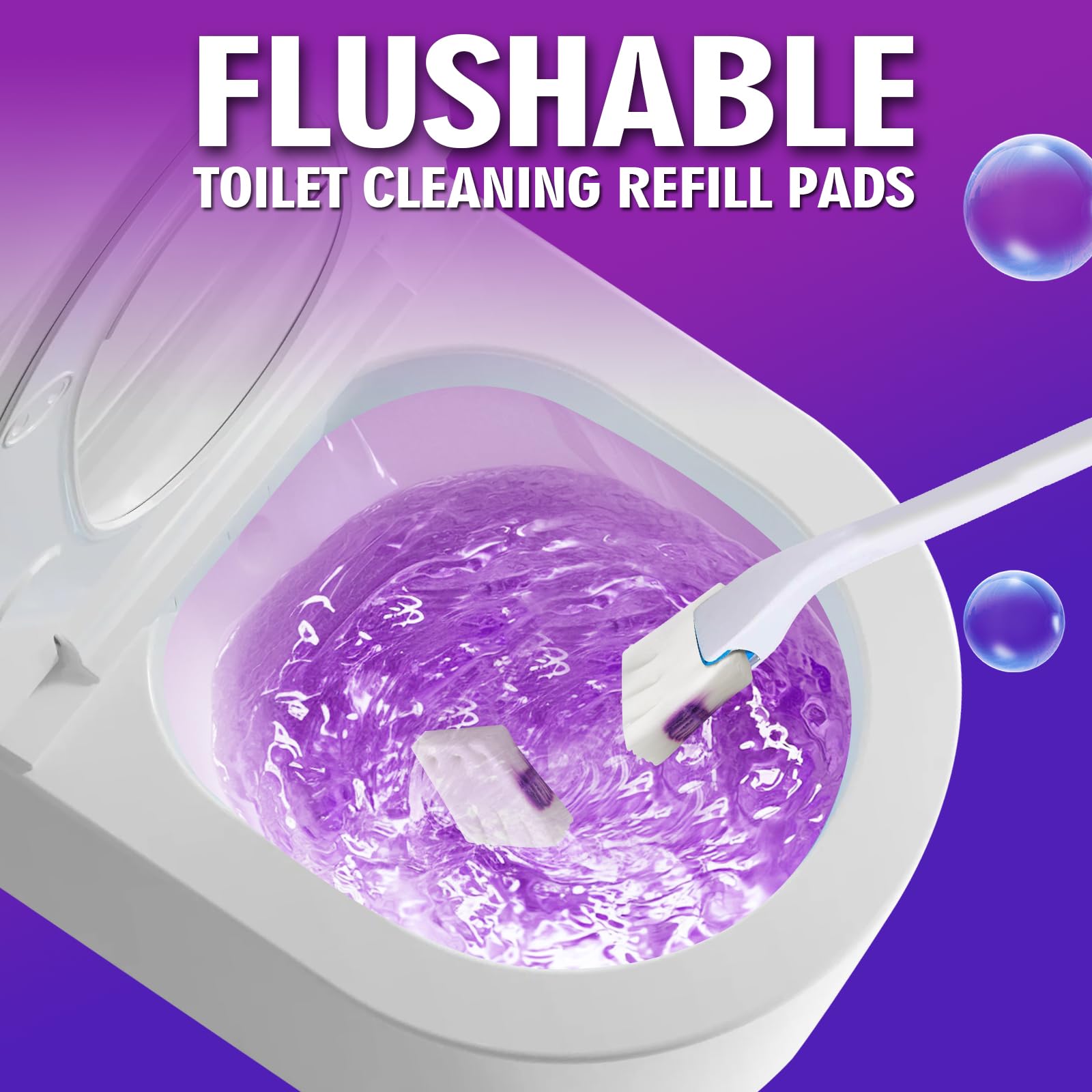 Ricariche usa e getta per WC lavabili, compatibili con la maggior parte dei manici standard, tamponi per pulizia al profumo di lavanda, puliscono il calcare e rinfrescano il bagno