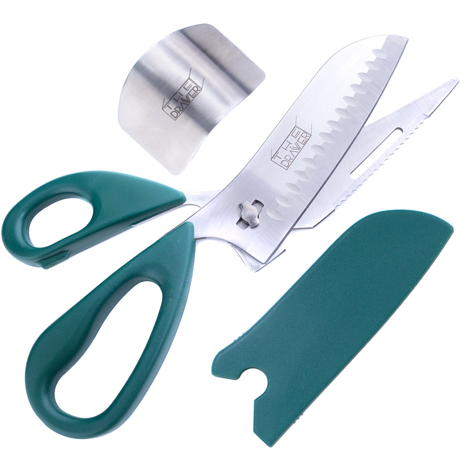 Heavy Duty Multipurpose Kitchen Shears - BONUS Blade & Finger Protectors - Premium Cooking Scissors For Slicing, Dicing, Cutting, Chopping & Shredding - Perfect For Poultry, Meat, Vegetables & Fruit