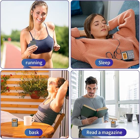 Portable Radio AM FM, Rechargeable Pocket Walkman with Best Reception Digital Tuning, MP3, Stereo Earphone, Large LCD Screen, TF Card Socket, Transistor Radio for Jogging/Gym/Camping(Blue)