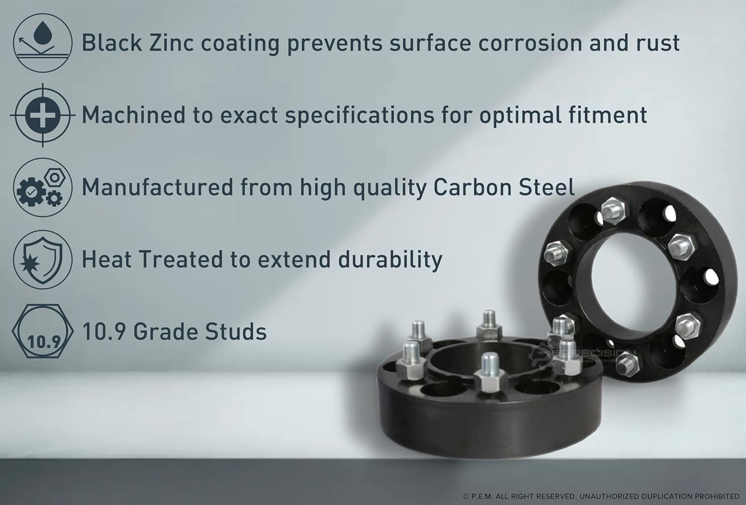 RockTrix 2pcs 2 inch - Skid Steer 6Lug Wheel Spacers Adapters - 6x6 Bolt Pattern - 9/16x18 Studs Nuts - Compatible with Gehl Mustang New Holland Bobcat Case John Deere Cat Terex